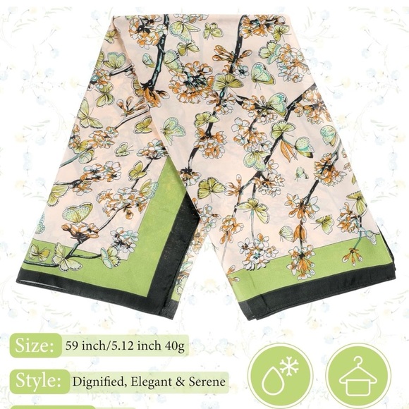 Floral and Butterfly Print Scarf - Picture 4 of 4